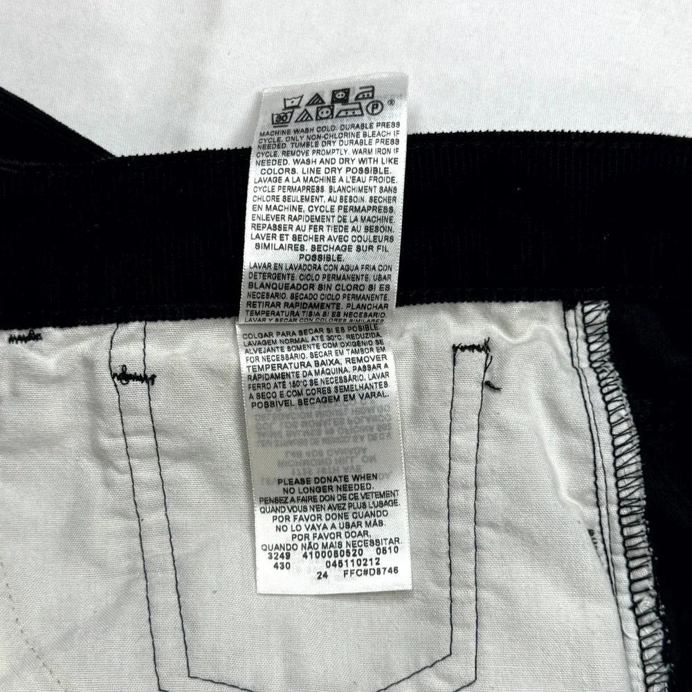 Levi's 511 Pants‎ Mens Size 38x30 Black Cotton Blend Skinny Corduroy Stretch